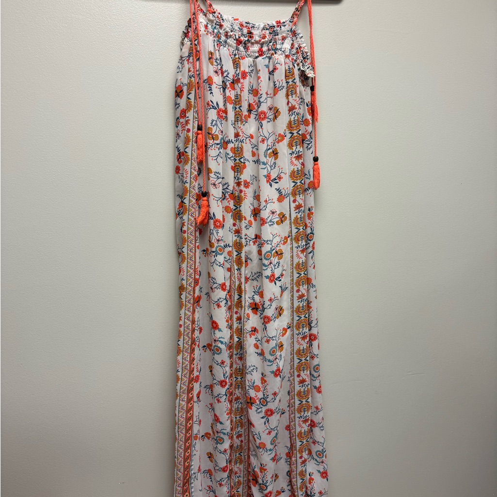 Altar'd State White And Orange Floral Maxi Dress